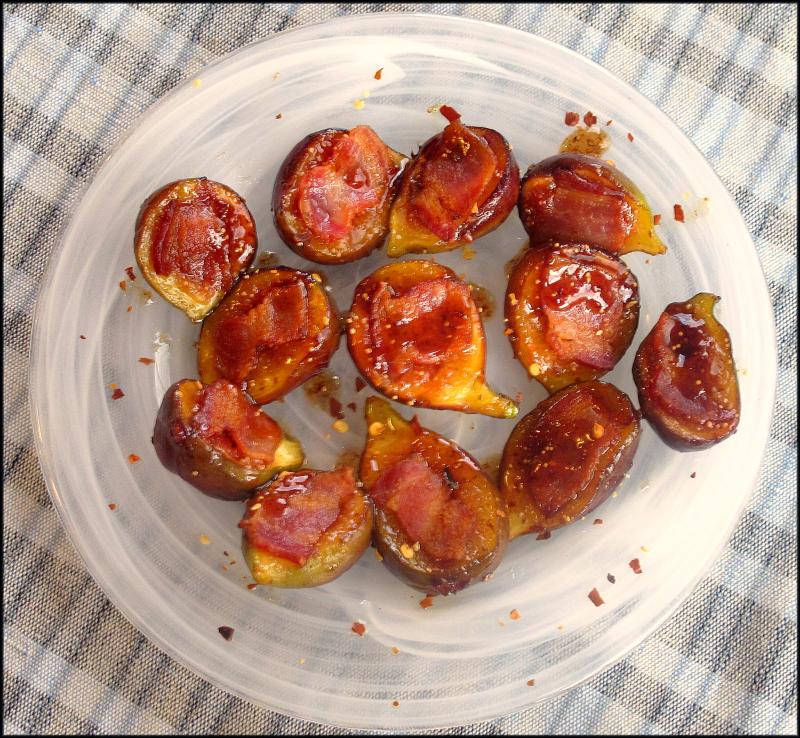 Fresh figs pair well with cured meats, such as the bacon topping these maple-glazed beauties sprinkled with red pepper flakes. JACK CLEMONS PHOTO
